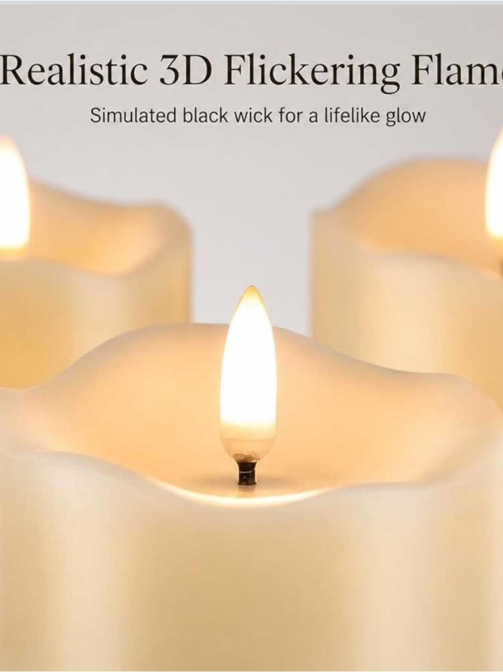 Realistic 3D Flickering LED Candle set of 3